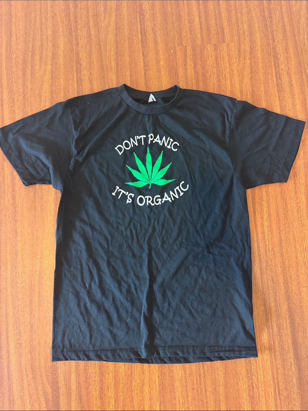 Kids Black Graphic Tee - "Don't Panic It's Organic"